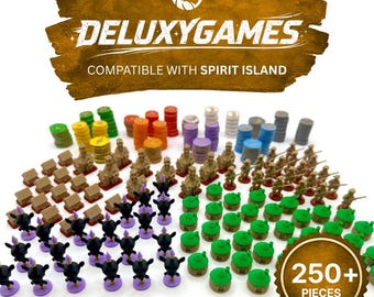 Spirit Island Deluxe Upgrade Kit: Tokens, Markers, Huts & Enemies (250+ Pieces) (Unofficial)