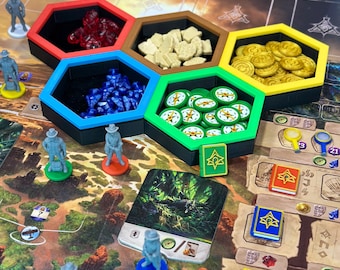 Magnetische Hexagon Token Tabletts - Samtgefütterte Brettspiel Organizer