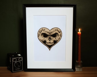 Alexisonfire Skull Heart Band Logo Madera Grabado Impresión / Aniversario Inauguración de la Casa Cumpleaños Emo Gótico Screamo Metal Música Alternativa Amor