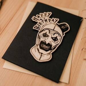 Art the Clown ‘terrifier’ Happy Birthday Card Horror Wooden Engraved ...