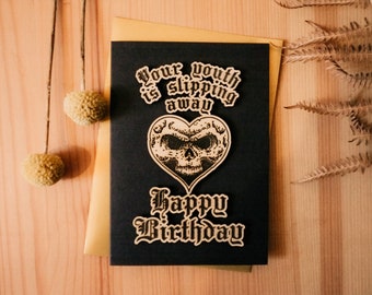 Alexisonfire ‘Boiled Frogs’ Letra Feliz Cumpleaños Tarjeta de felicitación de madera grabada A6 / Cumpleaños Emo Gothic Screamo Metal Música Alternativa