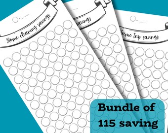 A6 Savings funds bundle in Black/White (any currency), A6 Cash binder & Envelope Printable Savings Challenge, Finance Planner, Save money