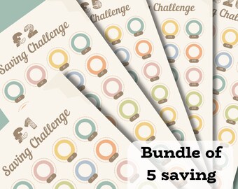 Savings challenges A6 ; saving cards ; pound saving ; bundle ; savings ; Savings Trackers ; Fund Visual Chart ; |nstant Download