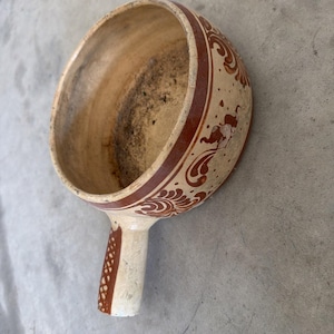 Ceramic Pottery Planter: Rustic Mexican Style - Cream with Handle