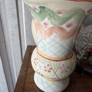MacKenzie-Childs Heather Vase: Hand-Painted Floral Art Pottery Cottagecore Home Decor image 8