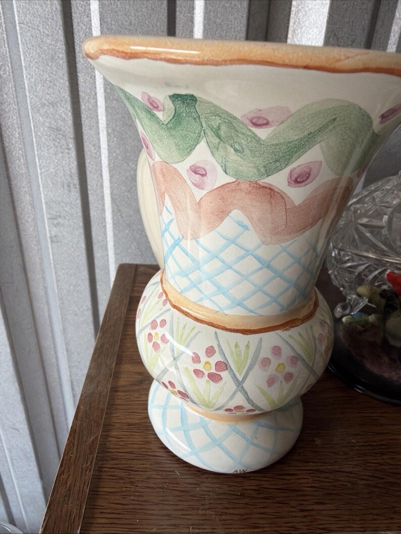 MacKenzie-Childs Heather Vase: Hand-Painted Floral Art Pottery Cottagecore Home Decor image 8