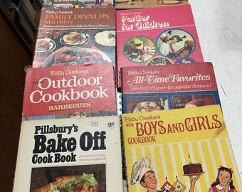 8 vintage Betty Crocker Cookbook Set: Spiral Bound Classics - nostalgic Recipes