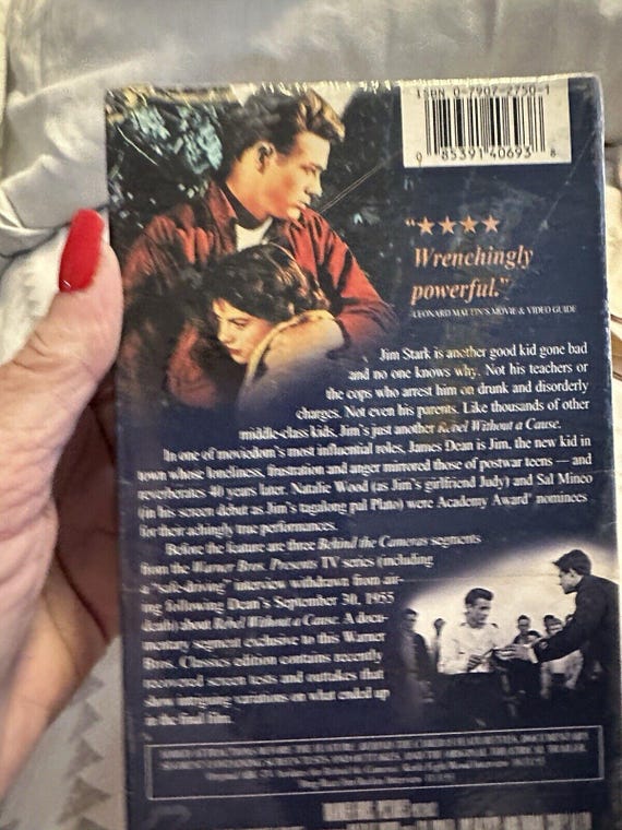 Classic Movie VHS Tape, Rebel Without a Cause, James Dean (1955