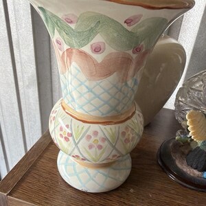 MacKenzie-Childs Heather Vase: Hand-Painted Floral Art Pottery Cottagecore Home Decor image 7