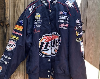 1990s Rusty Wallace Miller Lite Leather NASCAR Jacket - Jeff