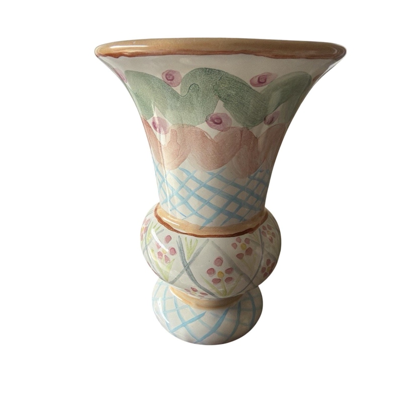 MacKenzie-Childs Heather Vase: Hand-Painted Floral Art Pottery Cottagecore Home Decor image 1