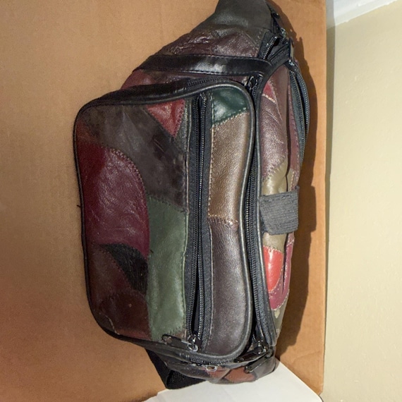 Patchwork Leather Boho Fanny Pack Multicolor Bohe… - image 1