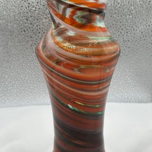 Hand Blown Swirl Art Glass Vase - 8x3
