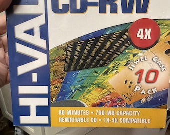 Hi-Val CD-RW 80min/700MB 1X -4X compatible Rewritable 10 Pk With Jewel Cases New