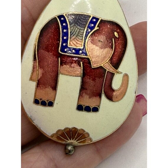 Vintage Cloison Enamel Elephant Pendant Double Sided Teardrop Rain Drop Jewelry View 6