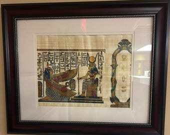 ヴィンテージ額入りエジプトパピルス絵画 - ミュージシャンのサイン
