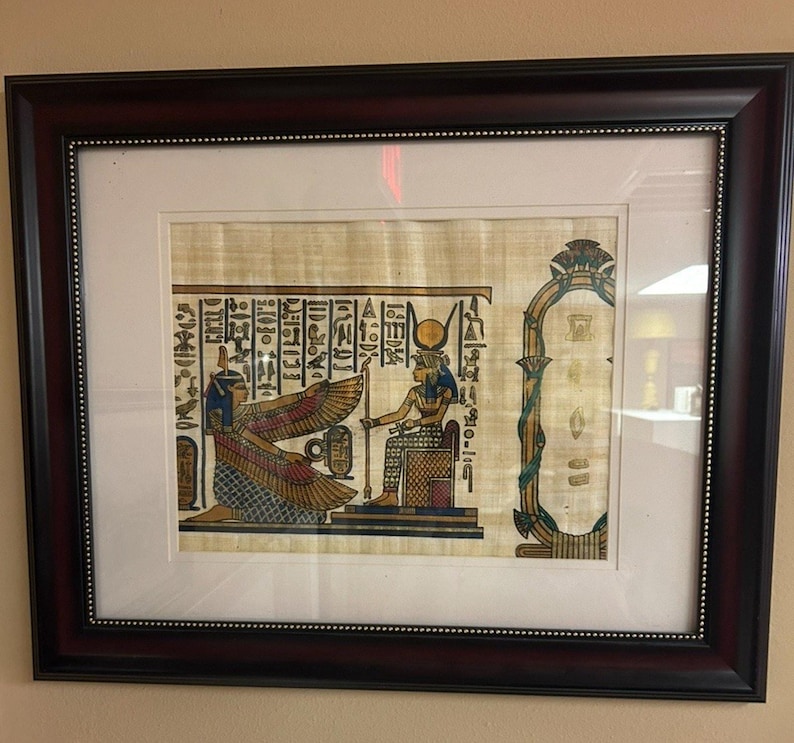 Pyparus Frame Framed Egyptian Papyrus Art: Rich Colors, Dark Wood Frame - Cultural ...