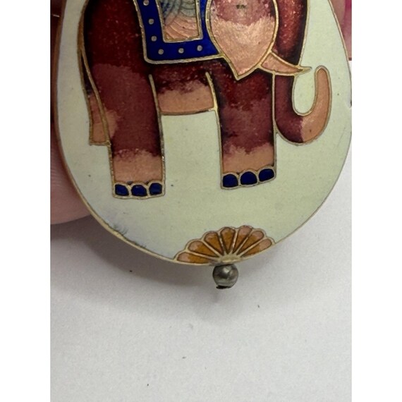 Vintage Cloison Enamel Elephant Pendant Double Sided Teardrop Rain Drop Jewelry View 2