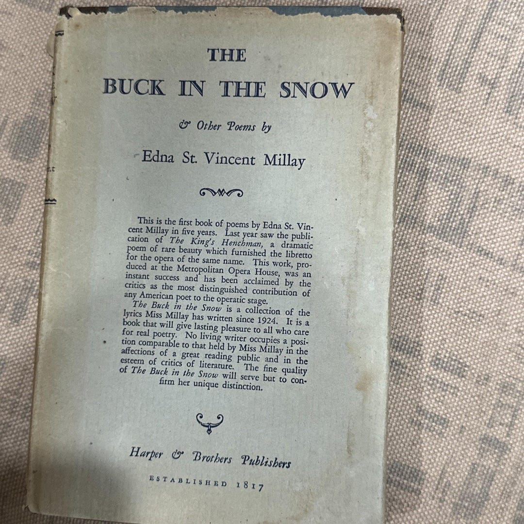First Edition Poetry Book the Buck in Snow, Edna St. Vincent Millay ...