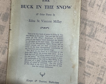 First Edition Poetry Book The Buck In Snow, Edna St. Vincent Millay (1928)
