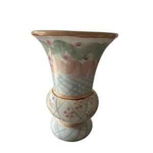 MacKenzie-Childs Heather Vase: Hand-Painted Floral Art Pottery Cottagecore Home Decor image 2