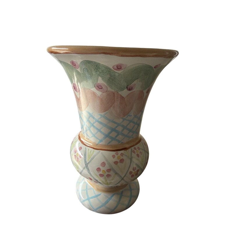 MacKenzie-Childs Heather Vase: Hand-Painted Floral Art Pottery Cottagecore Home Decor image 2