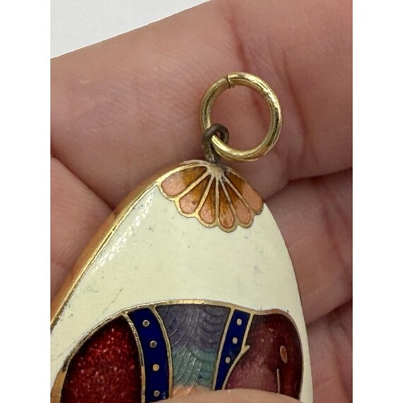 Vintage Cloison Enamel Elephant Pendant Double Sided Teardrop Rain Drop Jewelry View 4