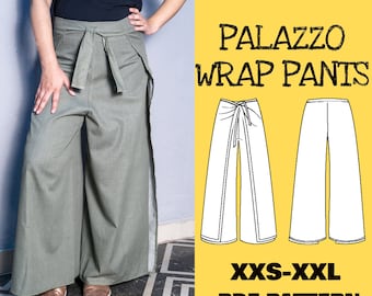 Palazzo Wrap Pants Sewing Pattern, Beginner Friendly (PDF Pattern)