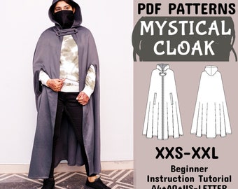 Hooded Cloak Sewing Pattern, Medieval Costume (PDF Patterns)