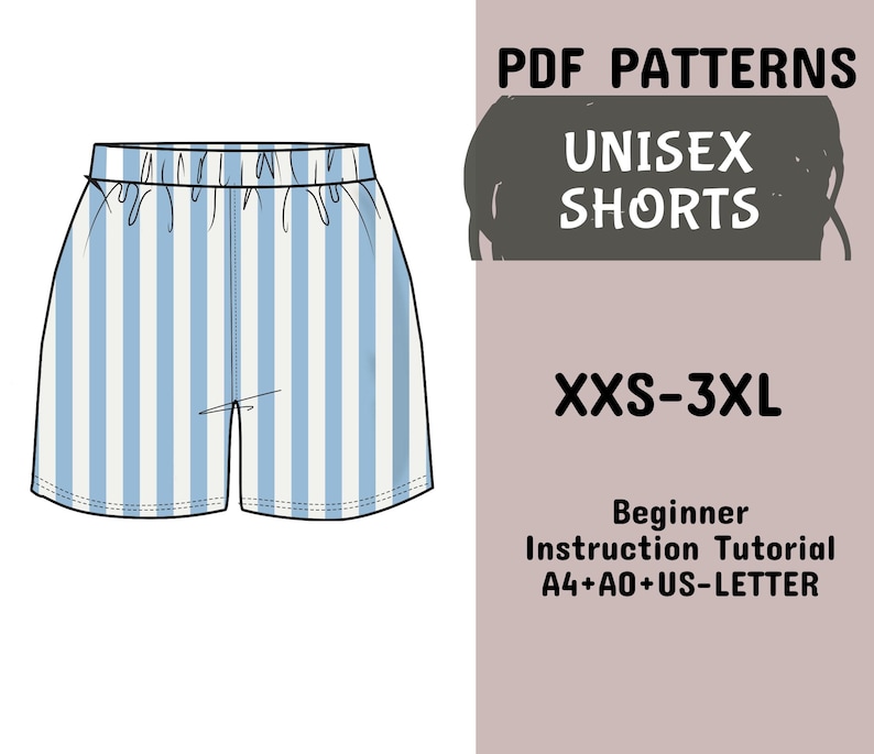 Easy Shorts Pattern, Elastic Short Trendy High Waisted, Unisex Short ...