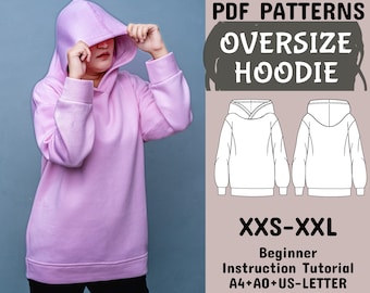 Oversized Hoodie Sewing Pattern, Women's Hooded Sweater (Digital PDF)