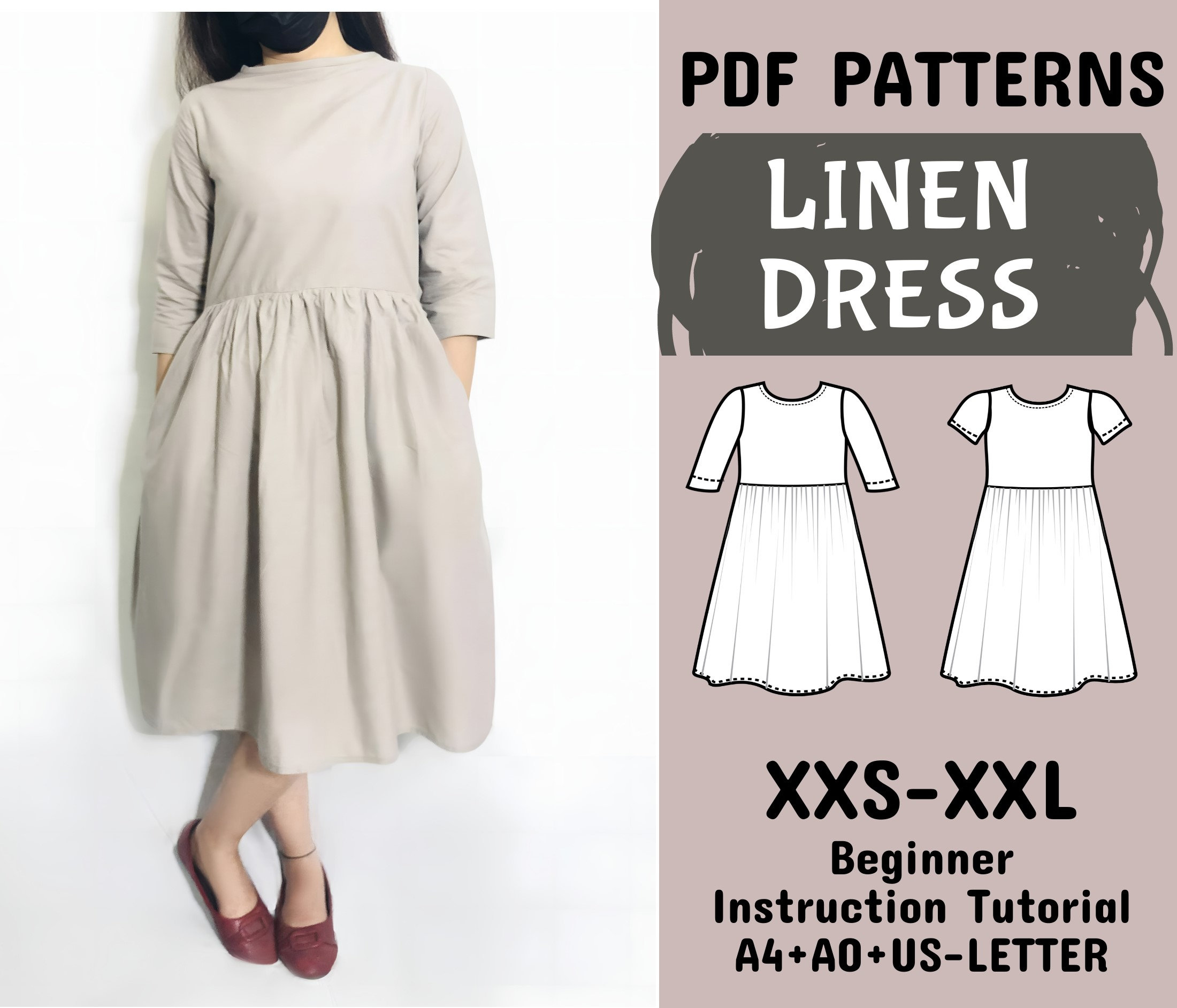 linen smock dress pattern The Everyday Smock Dress/Top PDF Pattern Quick, beginner-friendly smock dress/top PDF in sizes 2T16Y. Print at home or A0 copyshop. Knit or woven linen looks lovely. Instant SendOwl delivery