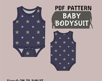 Baby Bodysuit Dress Sewing Pattern – Sizes 0-24 Months (PDF Pattern)