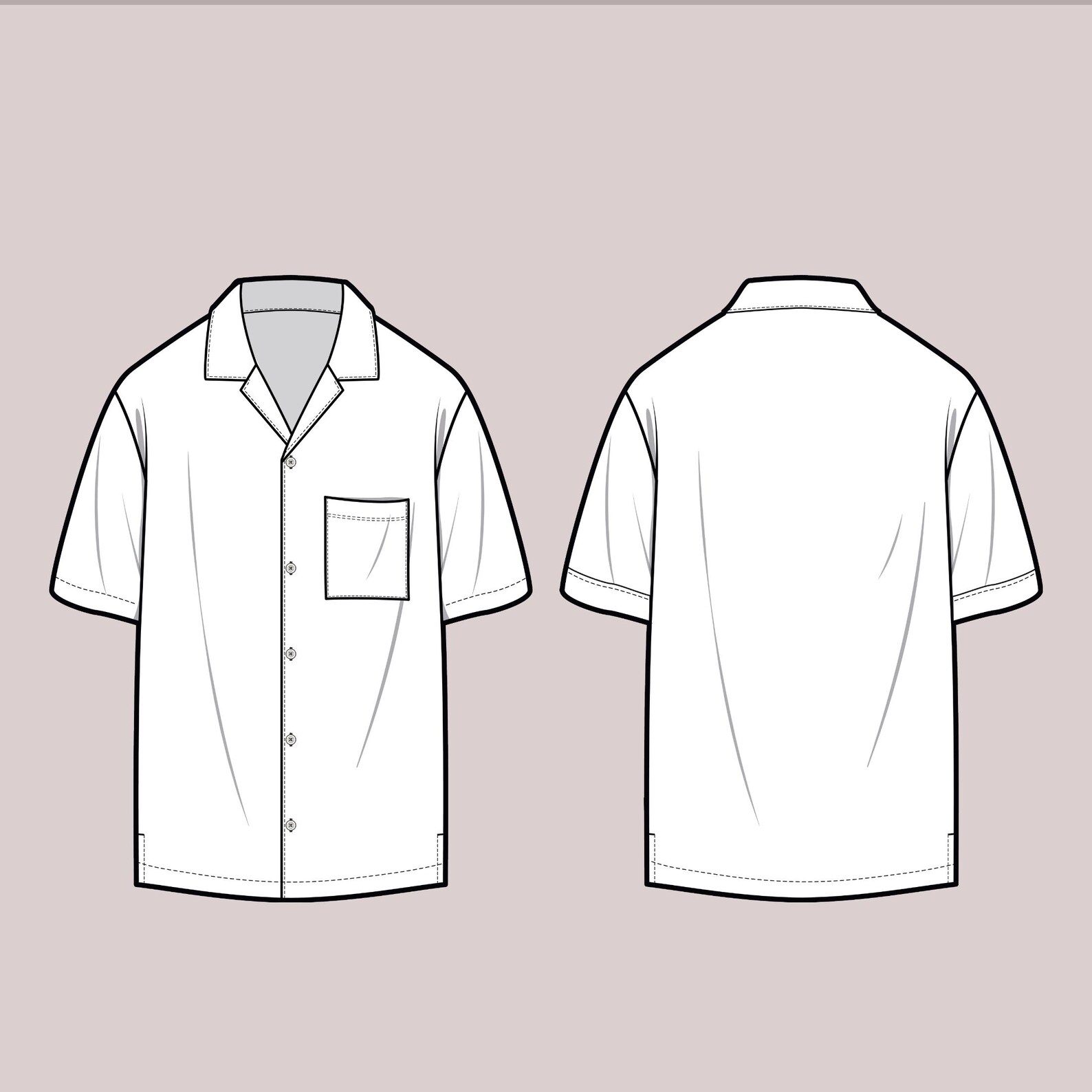Mens Shirt Sewing Pattern, Button Down Shirt, Men Short Sleeve Shirt ...