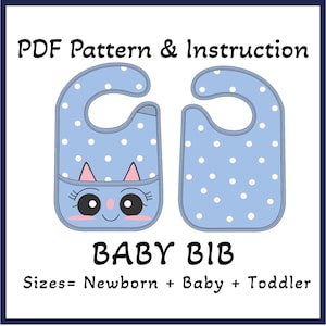 Baby Bib Pattern, Digital Sewing Pattern, Front Pocket Design, Newborn Bib, Toddler Bib Pattern, Illustrated Tutorial+A4+US+A0, 3 in 1 Sizes