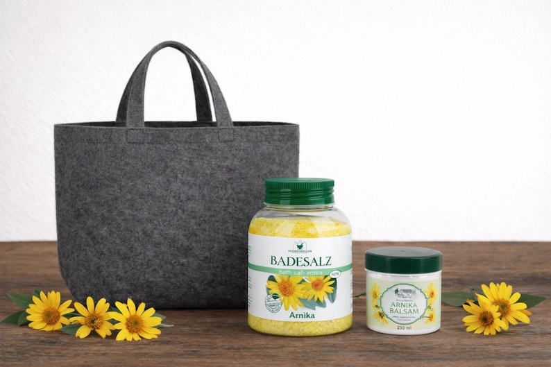 Personalized felt gift bag | Shopper with custom text | Gift bag with lettering | Hand-finished & individually printed bag Arnika Set-Tasche S