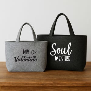 Personalized felt gift bag | Shopper with custom text | Gift bag with lettering | Hand-finished & individually printed bag image 2