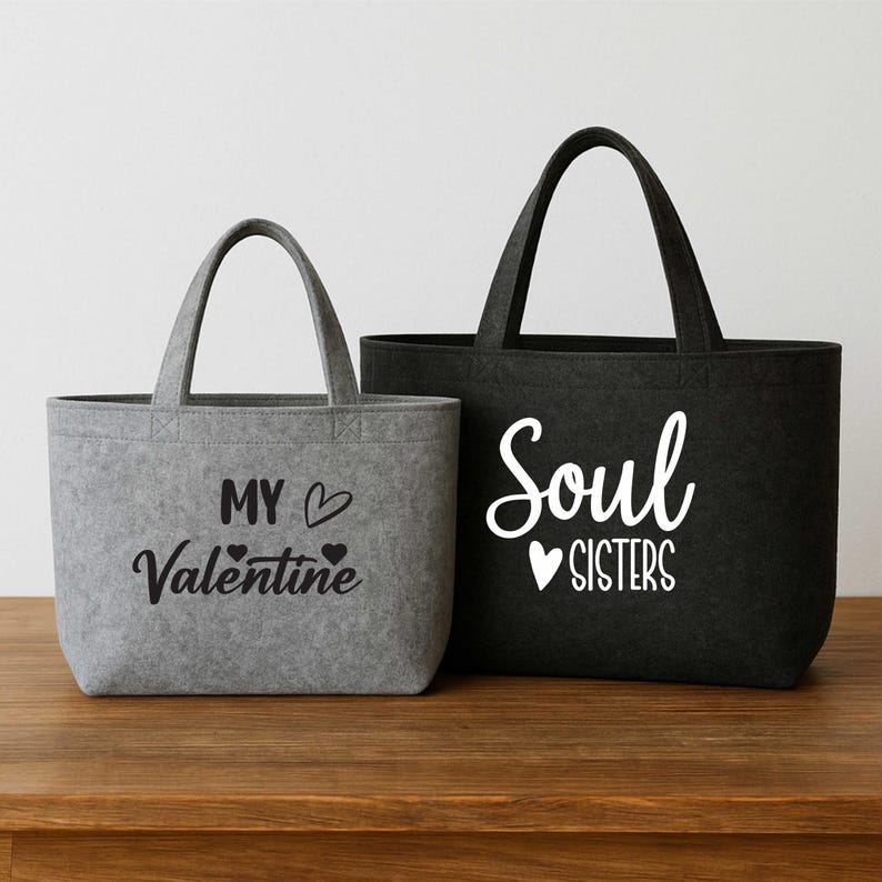 Personalized felt gift bag | Shopper with custom text | Gift bag with lettering | Hand-finished & individually printed bag image 2