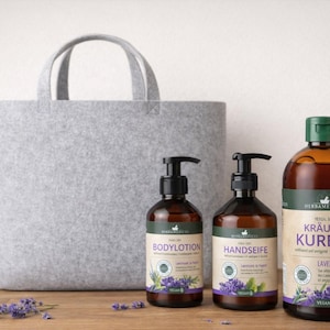 Personalized felt gift bag | Shopper with custom text | Gift bag with lettering | Hand-finished & individually printed bag LavendelSet-Tasche S