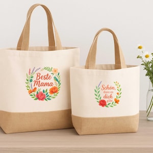 Jute Shopping Bag Bedruckte Geschenktasche Jute Tragetasche Einkaufstasche Geschenk beste Freundin kleines Dankeschön Personalisierte Tasche
