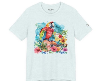 Scarlet Macaw Watercolor Tee | Parrothead Shirt