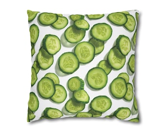 Pickle Pillowcase Spun Polyester Square Pillowcase | Fresh Veggie Print