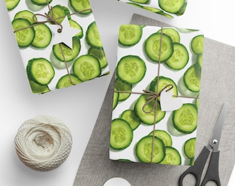 Pickle Slices Wrapping Paper | Veggie Pattern Gift Wrap