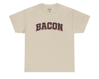Bacon Collegiate Tee | Retro Lettering, 4 Colors, Short Sleeve