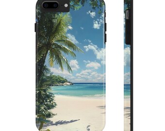 Tropical Beach Scene Tough Phone Case: Durable Lexan Plastic