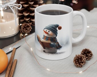 Snowy Fox Reading Mug | Winter Woodland Ceramic Mug