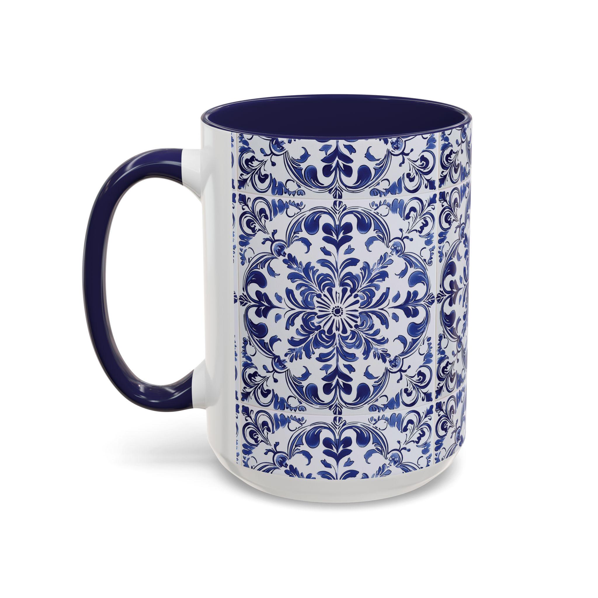 Delft Blue Coffee Mug, Floral Pattern, 11oz Ceramic Cup - Etsy