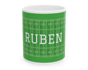 Personalized Football Mug | Green Ceramic Coffee Cup