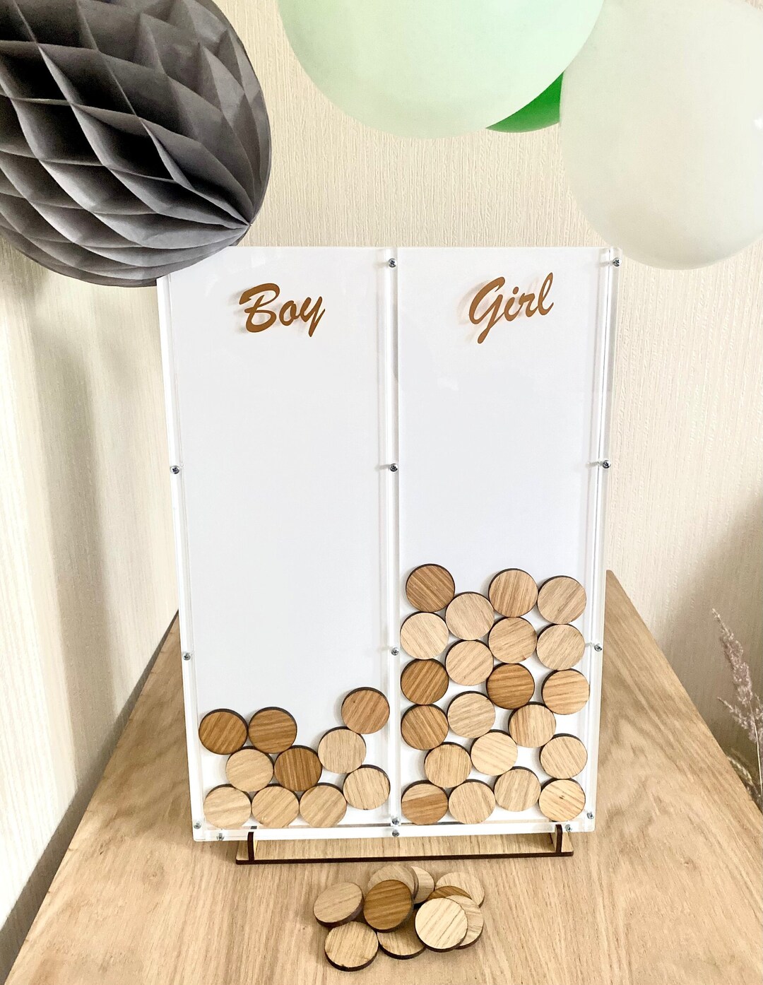 Gender Guessing Game - Board/ Sign With Wood Tokens to Vote Boy or Girl ...