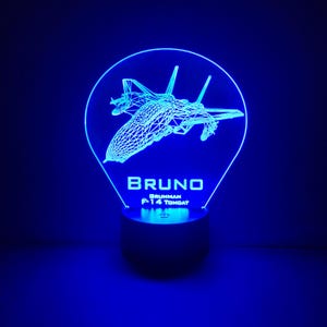 F-14 Tomcat Perspective - High-quality 3D Acrylic RGB LED Display Lamp with Custom Name Engraving